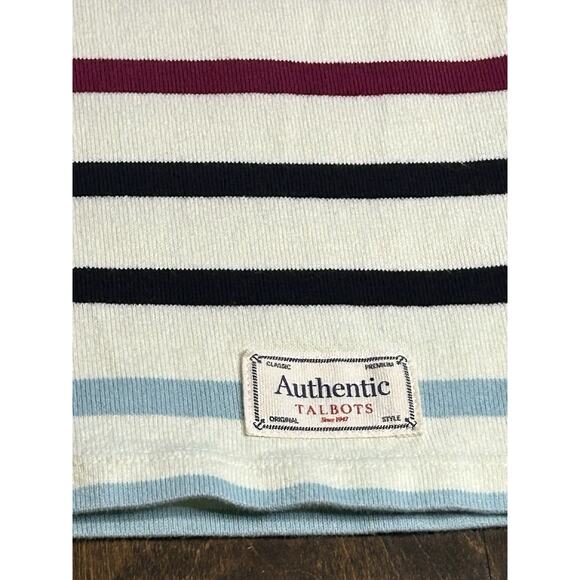 Talbots Shirt Womens Sz SP White Blue Yellow Striped Cotton Long Sleeve T Shirt - Picture 3 of 9